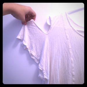 Cream peek a boo shoulder top