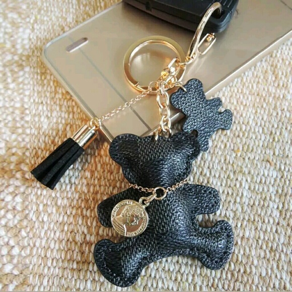 Louis Vuitton Accessories - Black Vegan Leather Bear Purse Charm Key Ring
