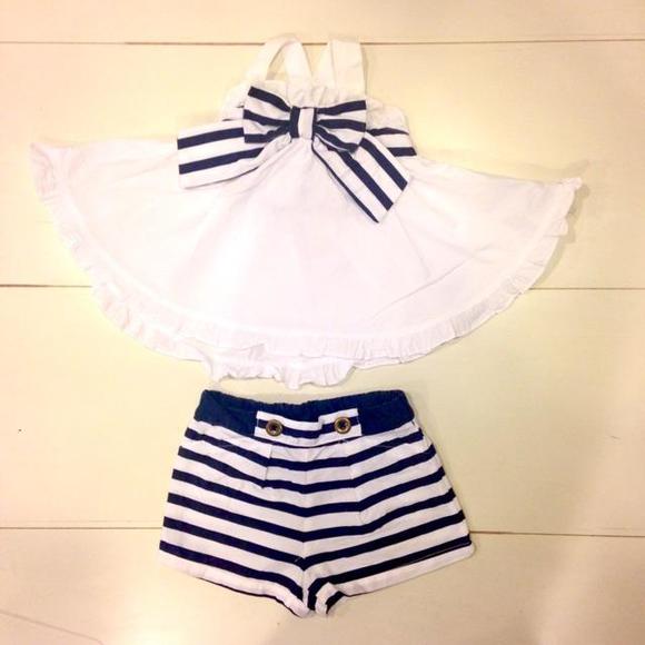 ⚓️Nautical Outfit - So Adorable!! Cute Ruffled Top with Striped Shorts.⚓️