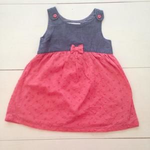 🍉EUC - Coral Eyelet and Chambray Dress - Lined!🍉