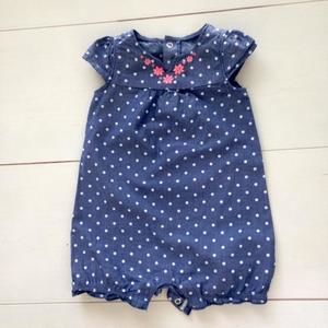 ☀EUC - ️Adorable Chambray Romper! Cotton and Comfortable with Adorable Neon Stitching Detail!☀️