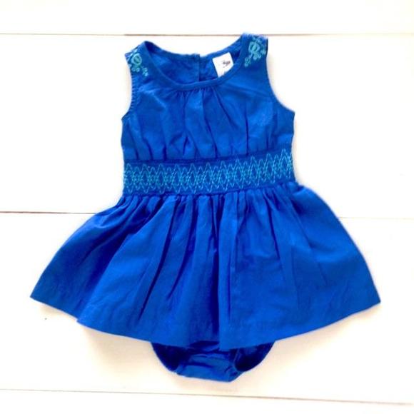 🎽Like New - Worn Once - Adorable Blue and Teal Dress with Cute Teal Stitching Detail On Shoulders and Waistband!🎽