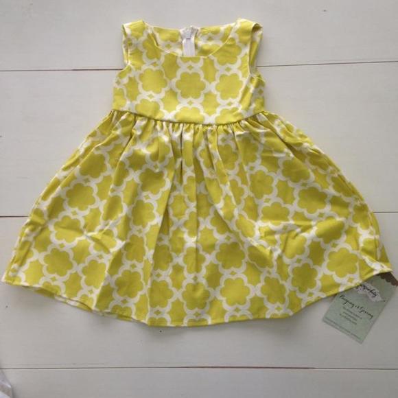 🌍NWT - Chartreuse Patterned Persnickety Dress - Adorable!