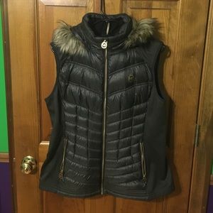 Michael kors olive green down vest large with hood