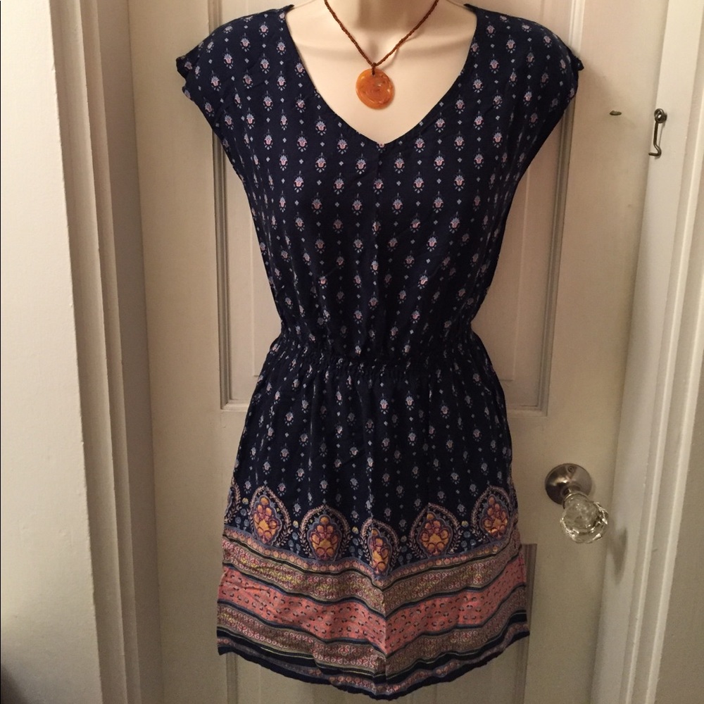 Cute navy printed boho dress