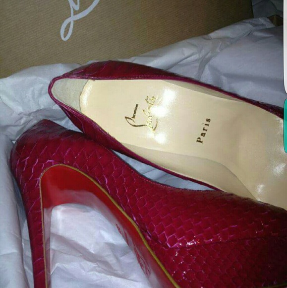 Christian louboutin python fuschia shoes