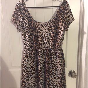 Leopard print scoop neck fit and flare dress