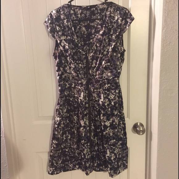 Grey, black, and blue H&M zip front dress