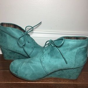 Turquoise Suede Booties