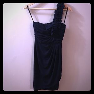 Navy one shoulder short formal dress
