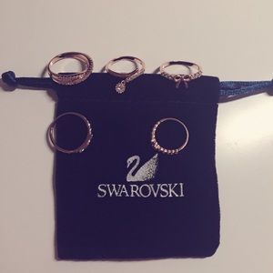 Rose gold crystal ring set/midi ring