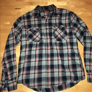 Men's blue plaid flannel shirt