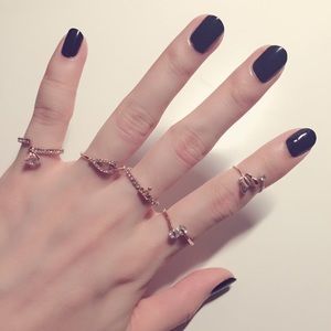 Rose gold crystal ring set/midi ring