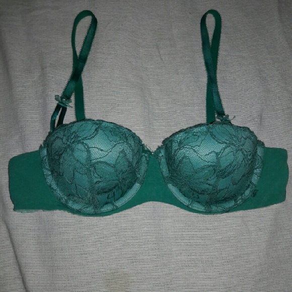 Teal lace push up balconet bra