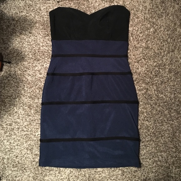 Navy Tubed striped dress