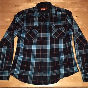Men's blue plaid  flannel shirt