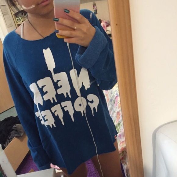 I need coffee 3/4 sleeve pullover 💀💙