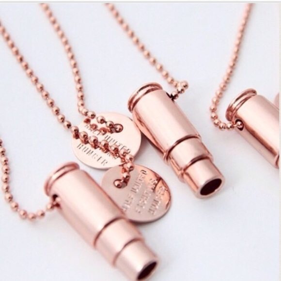 *ONE LEFT*HALF UNITED ROSE GOLDBULLET NECKLACE - Picture 3 of 4