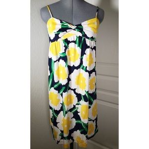 DVF Silk Yellow Floral Strapped Sun Dress, size 4