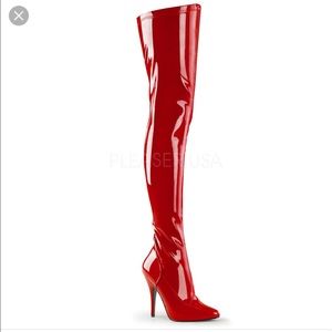 Red Patent Leather thigh high boots size 10