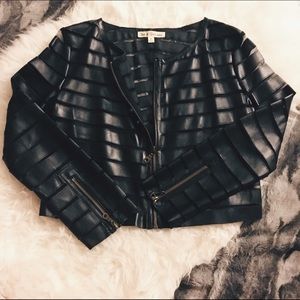 Leather + Mesh cropped Moto jacket
