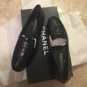 Chanel Loafers black leather size 38