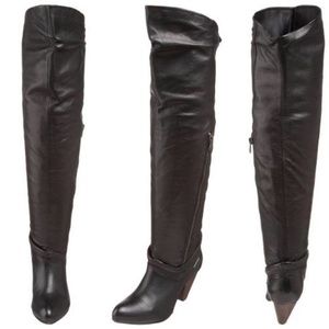 DIESEL black leather OTK sexy boot 8.5M/39 GUC!