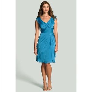 Adrianna Papell Turquoise Chiffon layered dress, 4