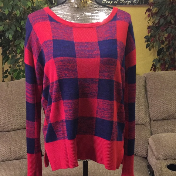 Long Sleeve Plaid Sweater