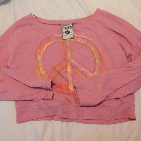 PINK cropped off shoulder sweater
