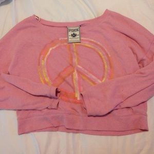 PINK cropped off shoulder sweater