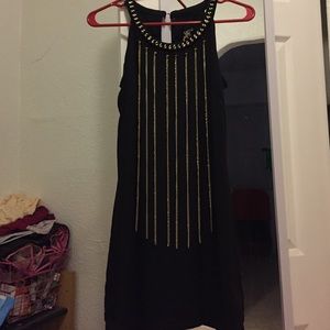 🔴Intro: Black Mini Dress with Gold Chains NEW