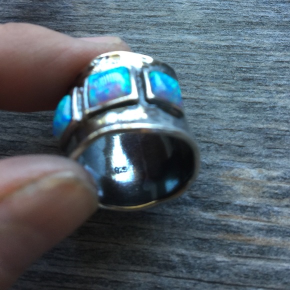 Sterling Silver and Opal Ring Size 6 - Picture 2 of 4