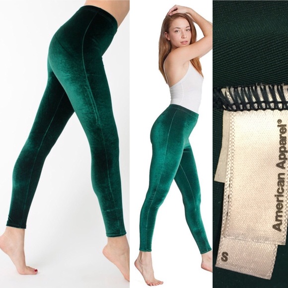 AA EUC like new green velvet legging size S
