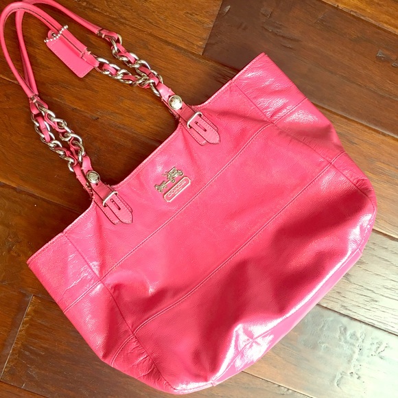 Coach pink patent leather purse