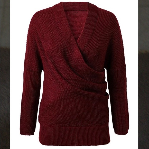 Red " cold shoulder" sweater
