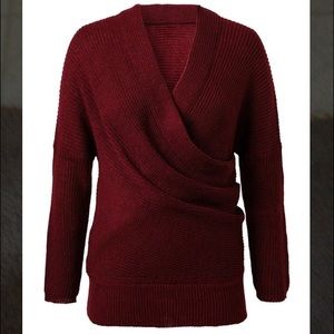 Red " cold shoulder" sweater