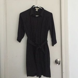 Black tie waist shirt dress