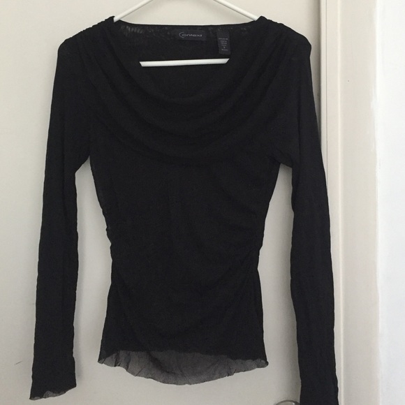 Black Cowl Neck Top