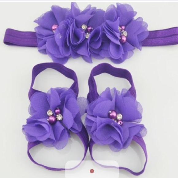 💜  Baby Girl Barefoot Set with Headband