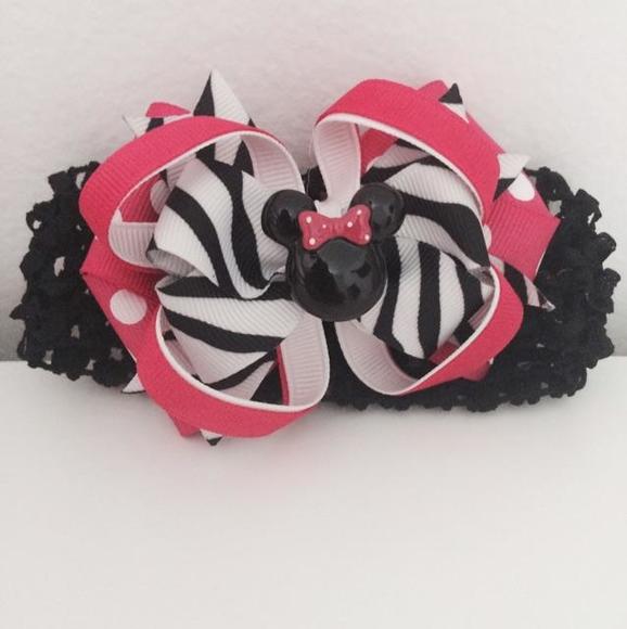Set of 2 Zebra Minnie Mouse Bows - Picture 4 of 4