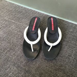 prada flip flops with kitten heel