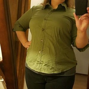 Lane Bryant green button down shirt