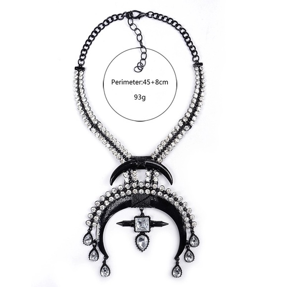 New Crystal Chain Link Moon Necklace - Picture 4 of 4