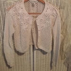 Vintage White Crochet Crop Sweater