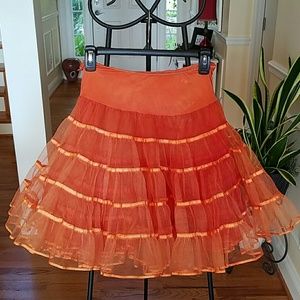Vintage Orange Crinoline Skirt Slip