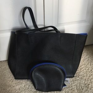 100% new leather bag with cosmetic bag