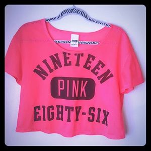 Victoria's Secret Cropped Oversized Pink Jersey