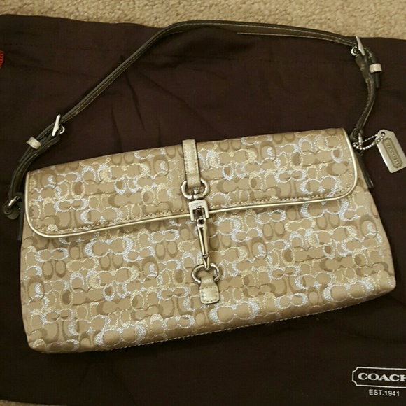Gold coach shoulder purse