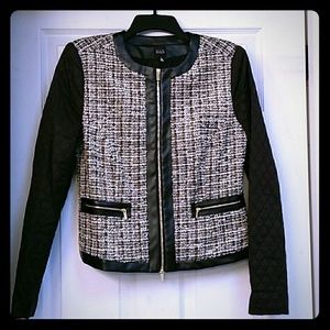 Tweed leather jacket